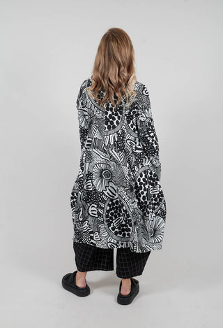 Balloon Coat in Black Print - 3441217