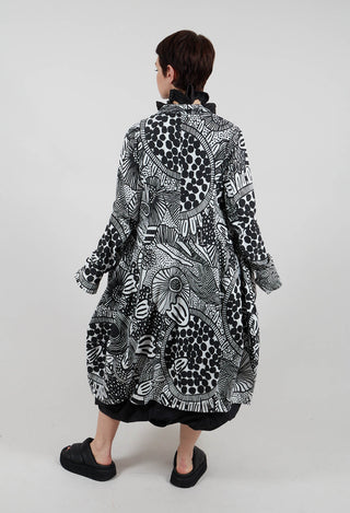 Balloon Coat in Black Print - 3441217