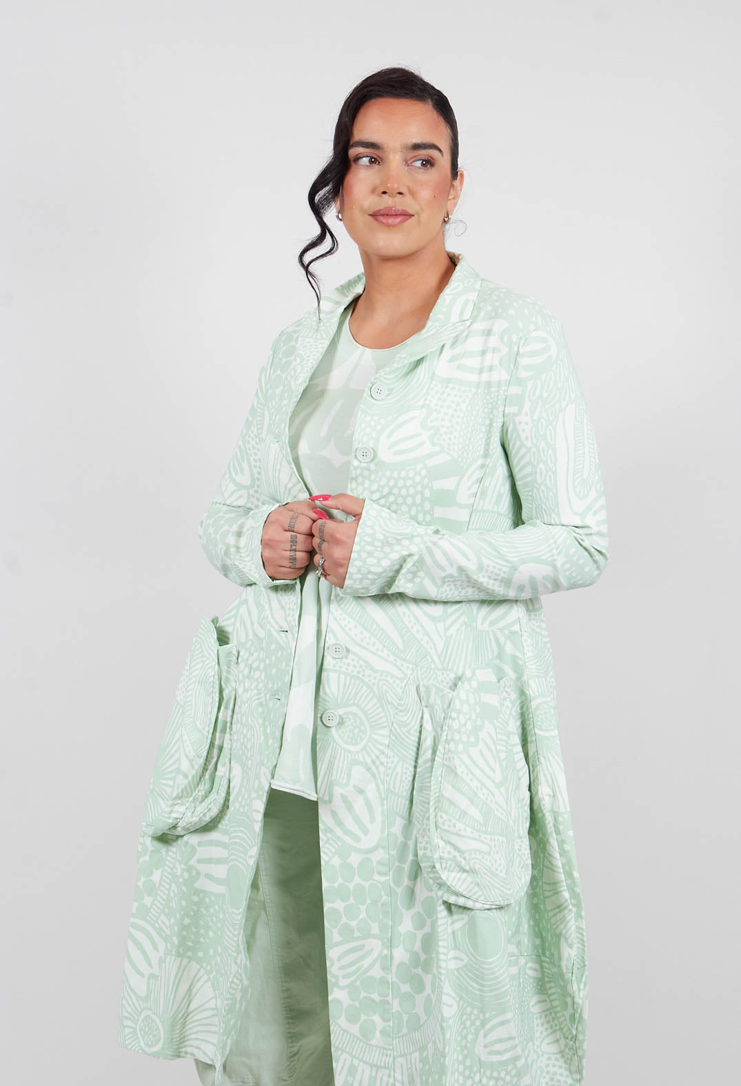 Balloon Coat in Lime Print - 3441217