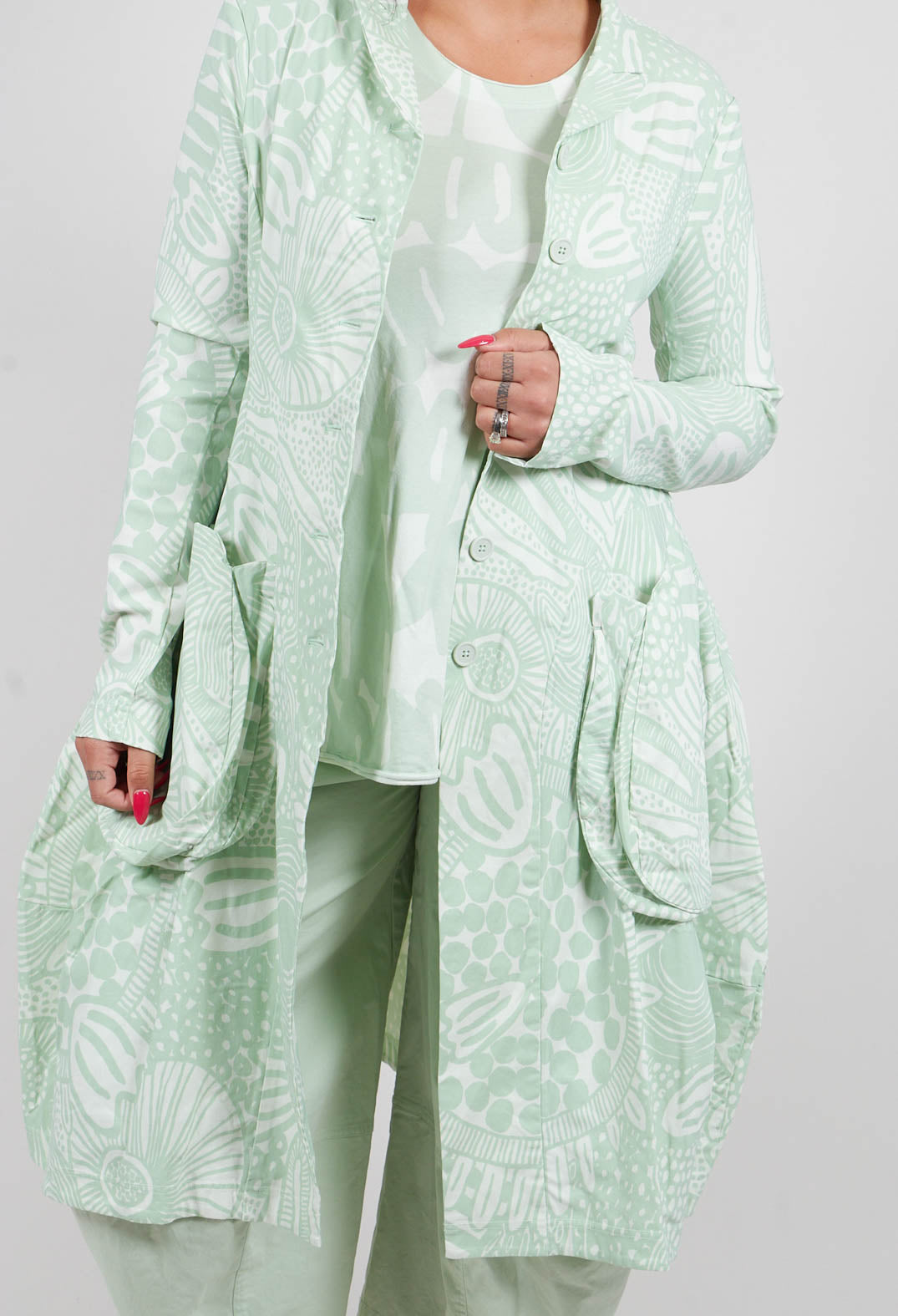 Balloon Coat in Lime Print - 3441217