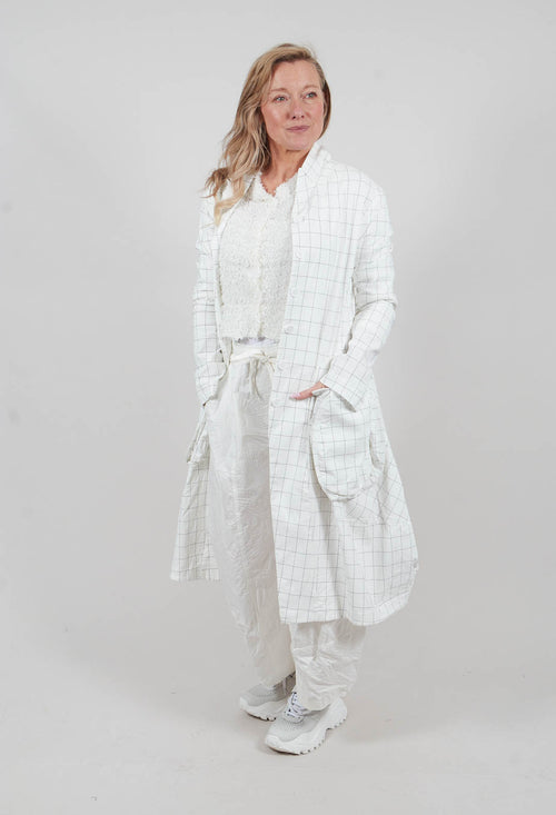 Balloon Coat in Off White Check - 3441217