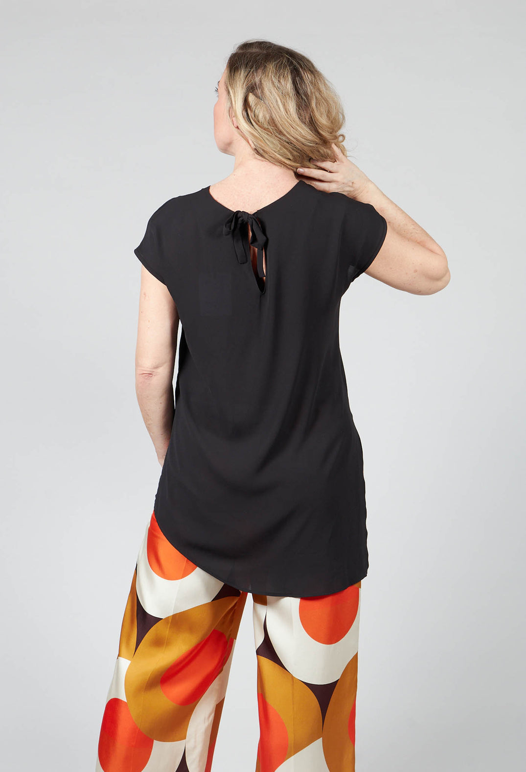 Short Sleeve Asymmetric Blouse in Black