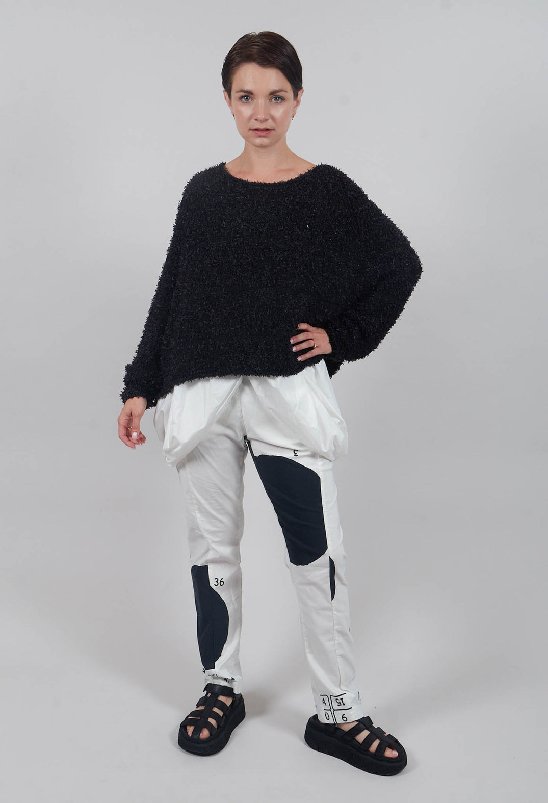Slim Leg Trousers in Black Print