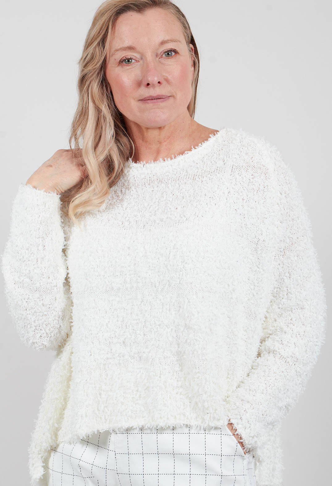 Textured Knit Jumper in Off White - 3480701