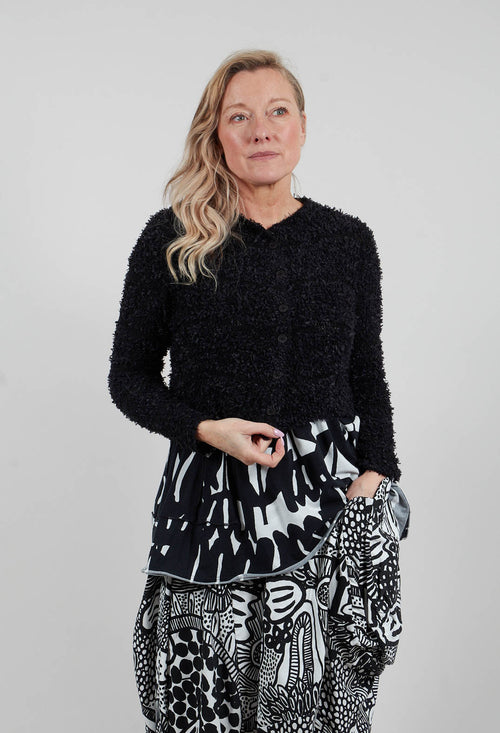Textured Knit Cardigan in Black - 3487102