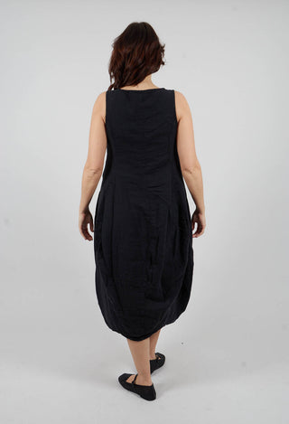 Linen Tulip Dress in Black - 3540903