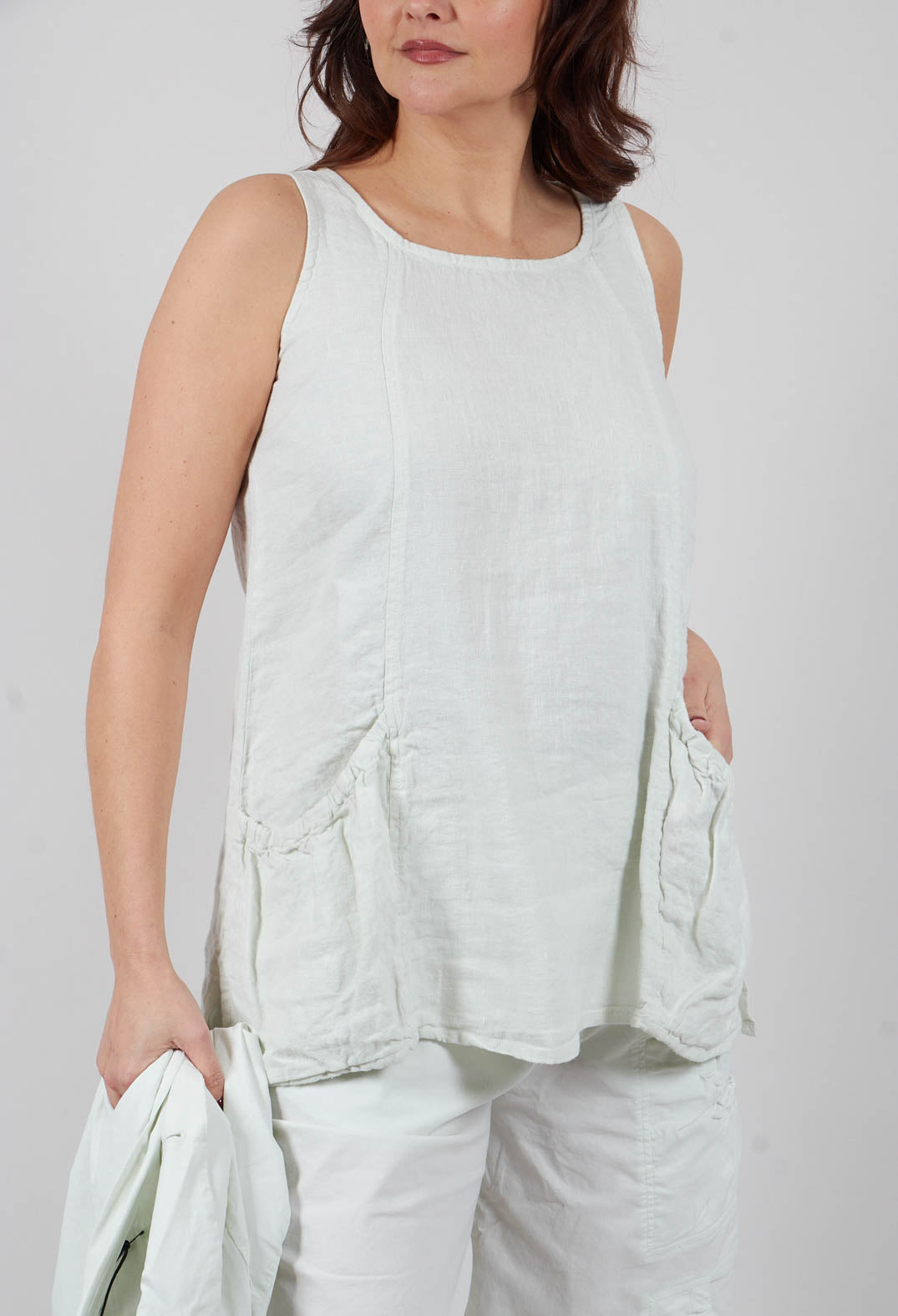 Linen Sleeveless Top in Salina - 3540805