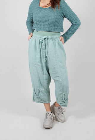 Linen Drop Crotch Trousers in Mint - 3540114