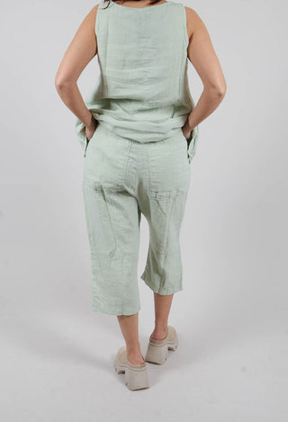 Linen Drop Crotch Trousers in Lime - 3540114
