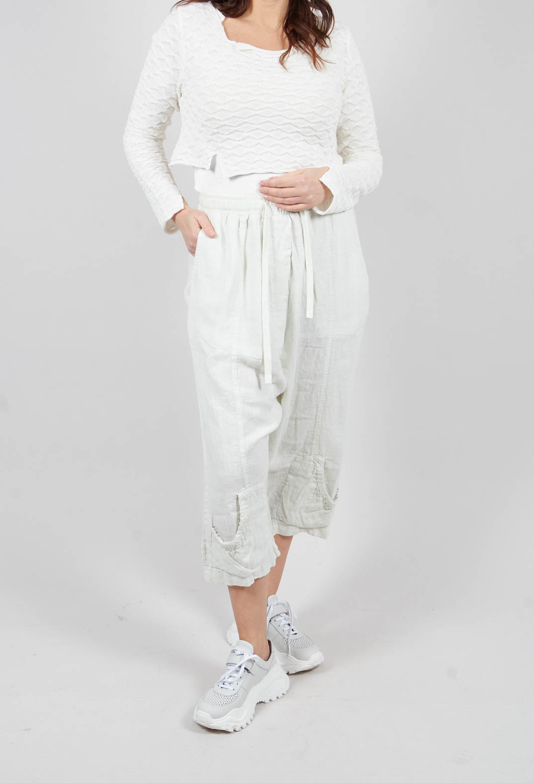 Linen Drop Crotch Trousers in Salina - 3540114