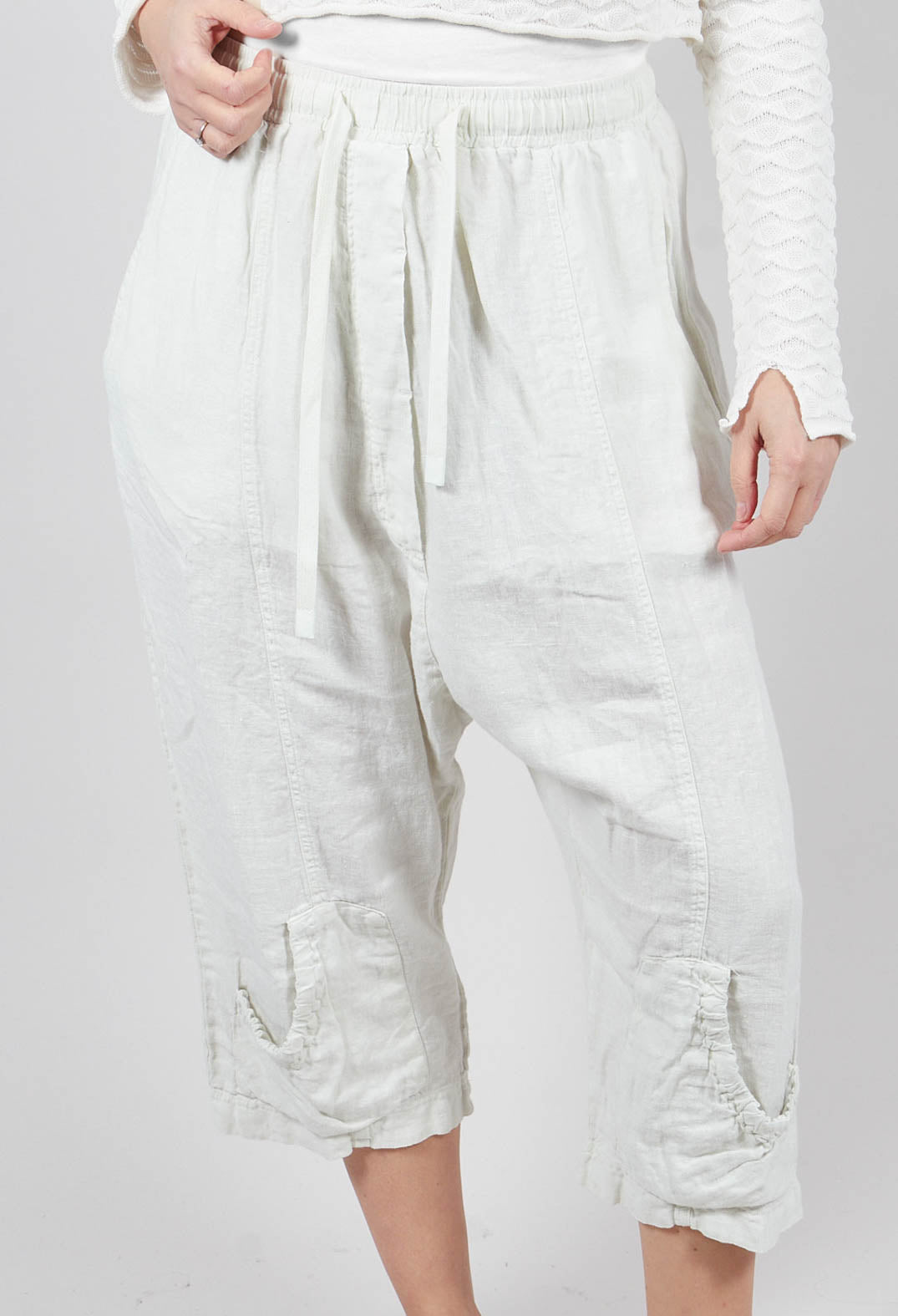 Linen Drop Crotch Trousers in Salina - 3540114