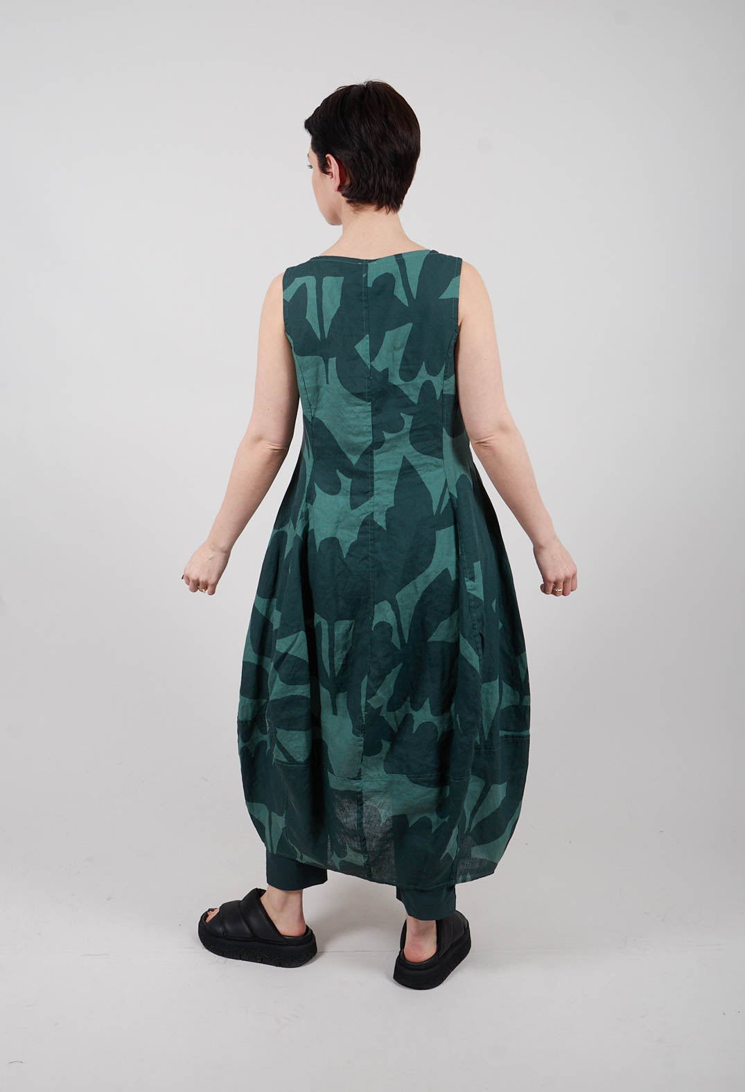 Linen Sleeveless Dress in Tree Print - 3550902