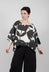 Linen Oversized Top in Black Print - 3550504