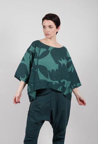 Linen Oversized Top in Tree Print - 3550504