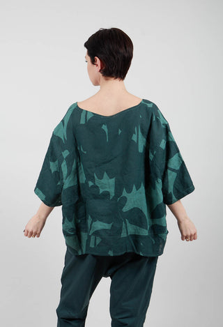 Linen Oversized Top in Tree Print - 3550504