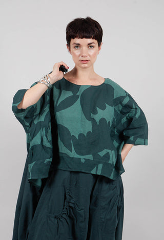 Linen Oversized Top in Tree Print - 3550504
