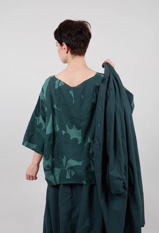 Linen Oversized Top in Tree Print - 3550504