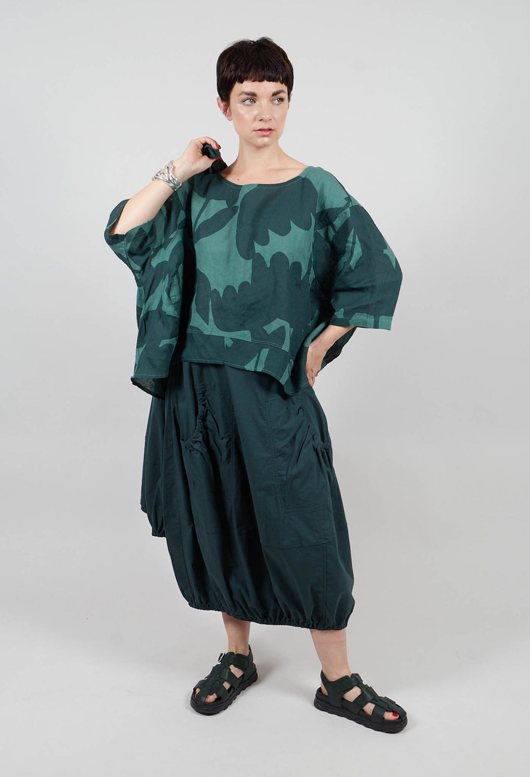 Linen Oversized Top in Tree Print - 3550504