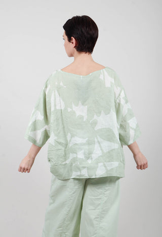 Linen Oversized Top in Lime Print - 3550504