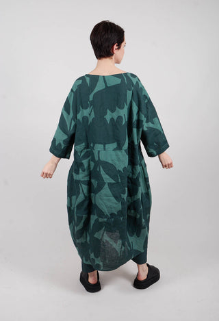 Linen Oversized Dress in Tree Print - 3550905