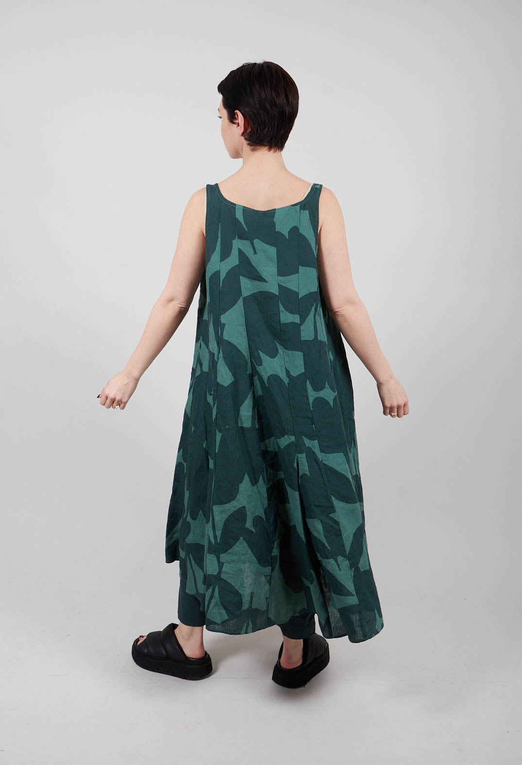 Linen Trapeze Dress in Tree Print - 3550907