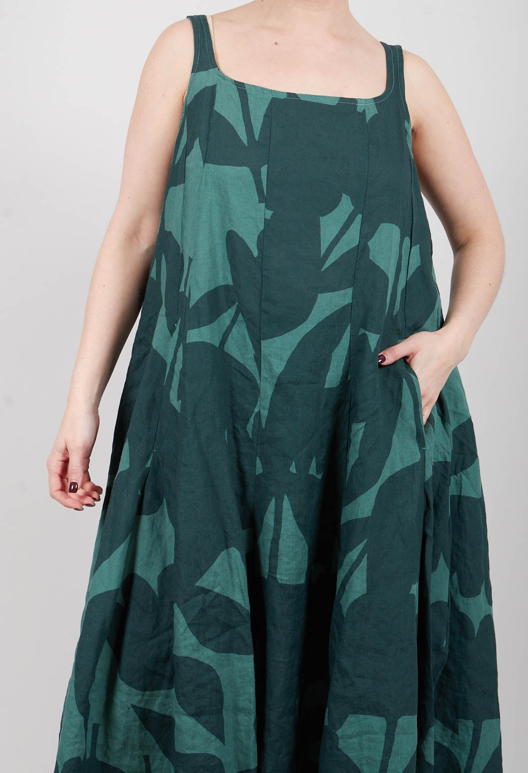 Linen Trapeze Dress in Tree Print - 3550907