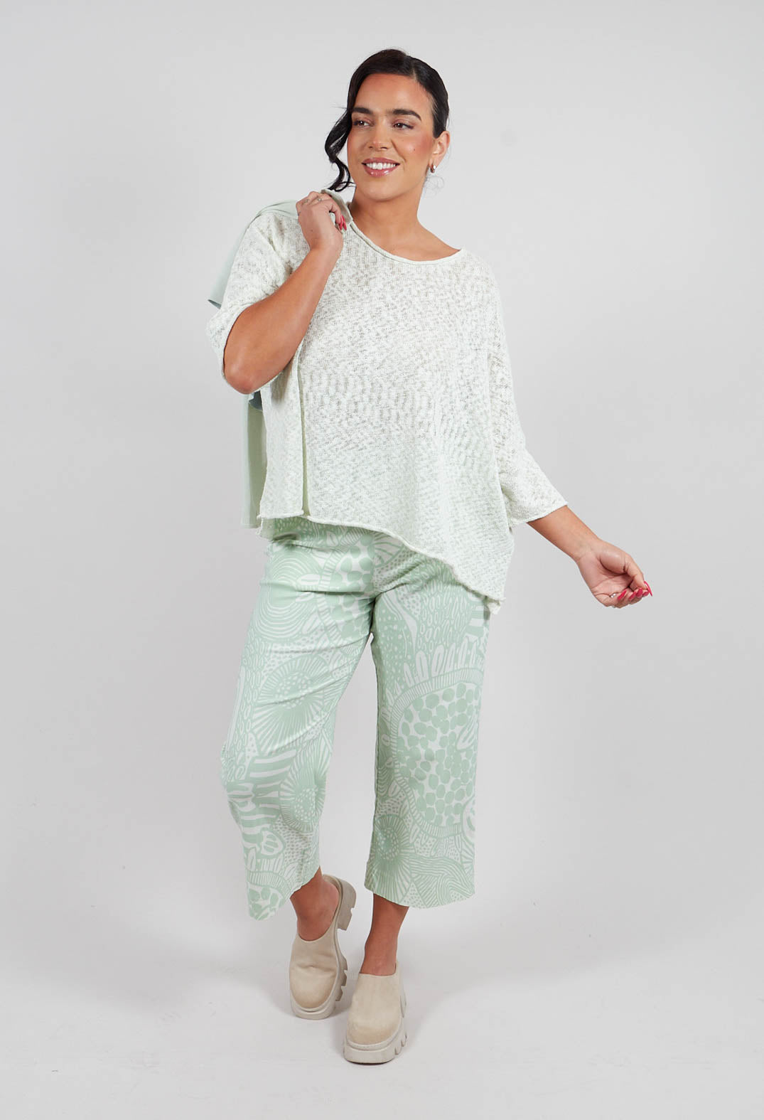Lightweight Jumper in Lime Melange - 3560704