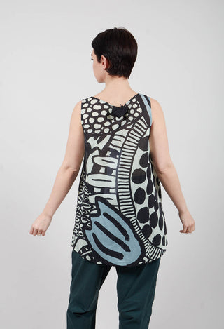 Sleeveless Top in Black Mint Lime Print - 3600802