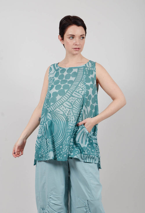 Sleeveless Top in Grass Print - 3600802