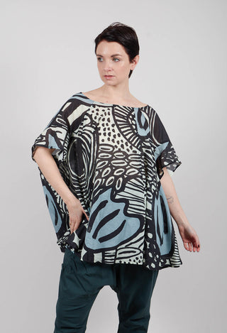 Lightweight Top in Black Mint Lime Print - 3600505