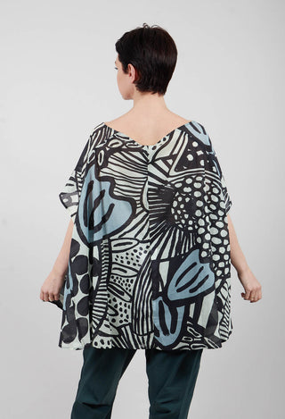Lightweight Top in Black Mint Lime Print - 3600505