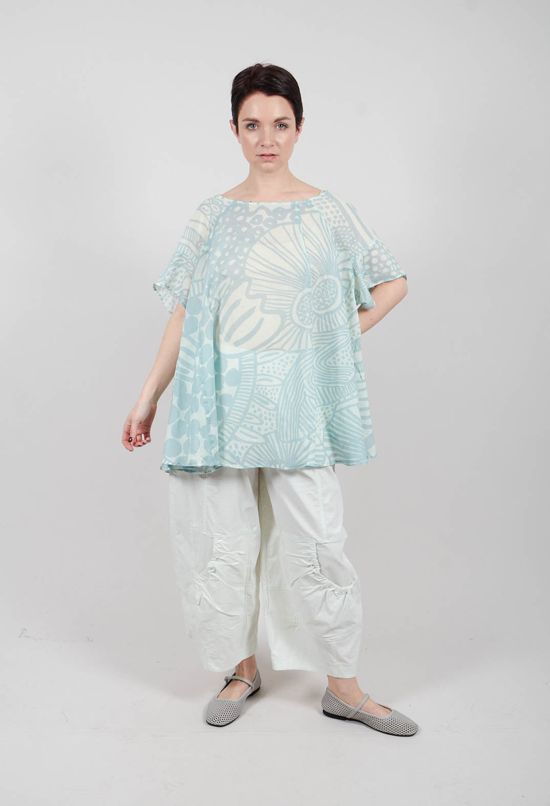 Lightweight Top in Mint Lime Print - 3600505
