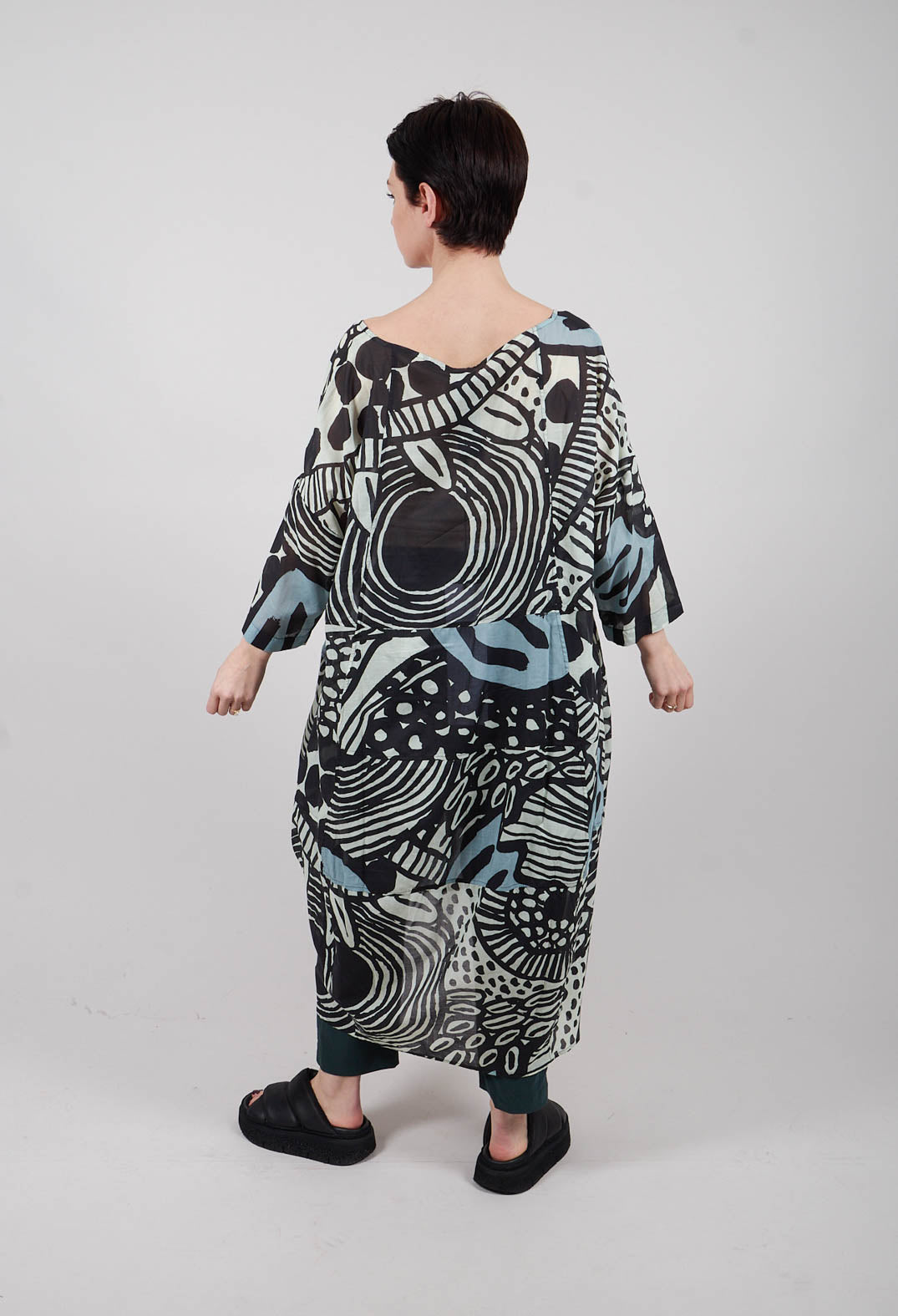 Lightweight Dress in Black Mint Lime Print - 3600906