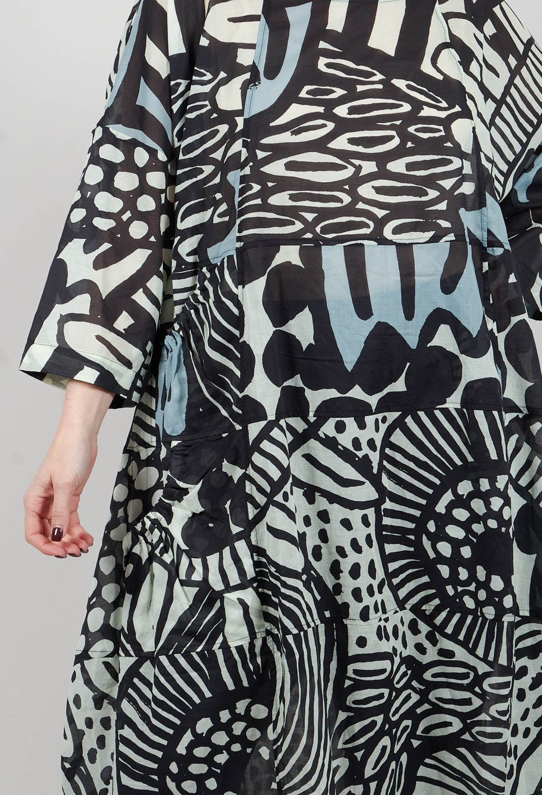 Lightweight Dress in Black Mint Lime Print - 3600906