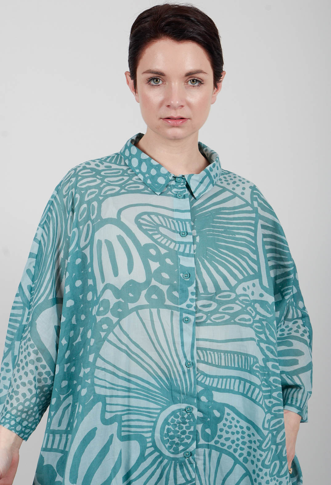 Long Shirt Dress in Grass Print - 3600907
