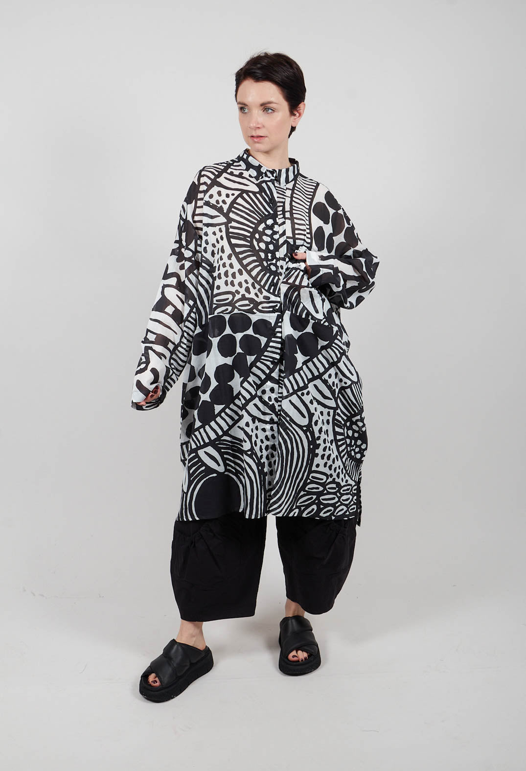 Shirt Dress in Black Print - 3600909