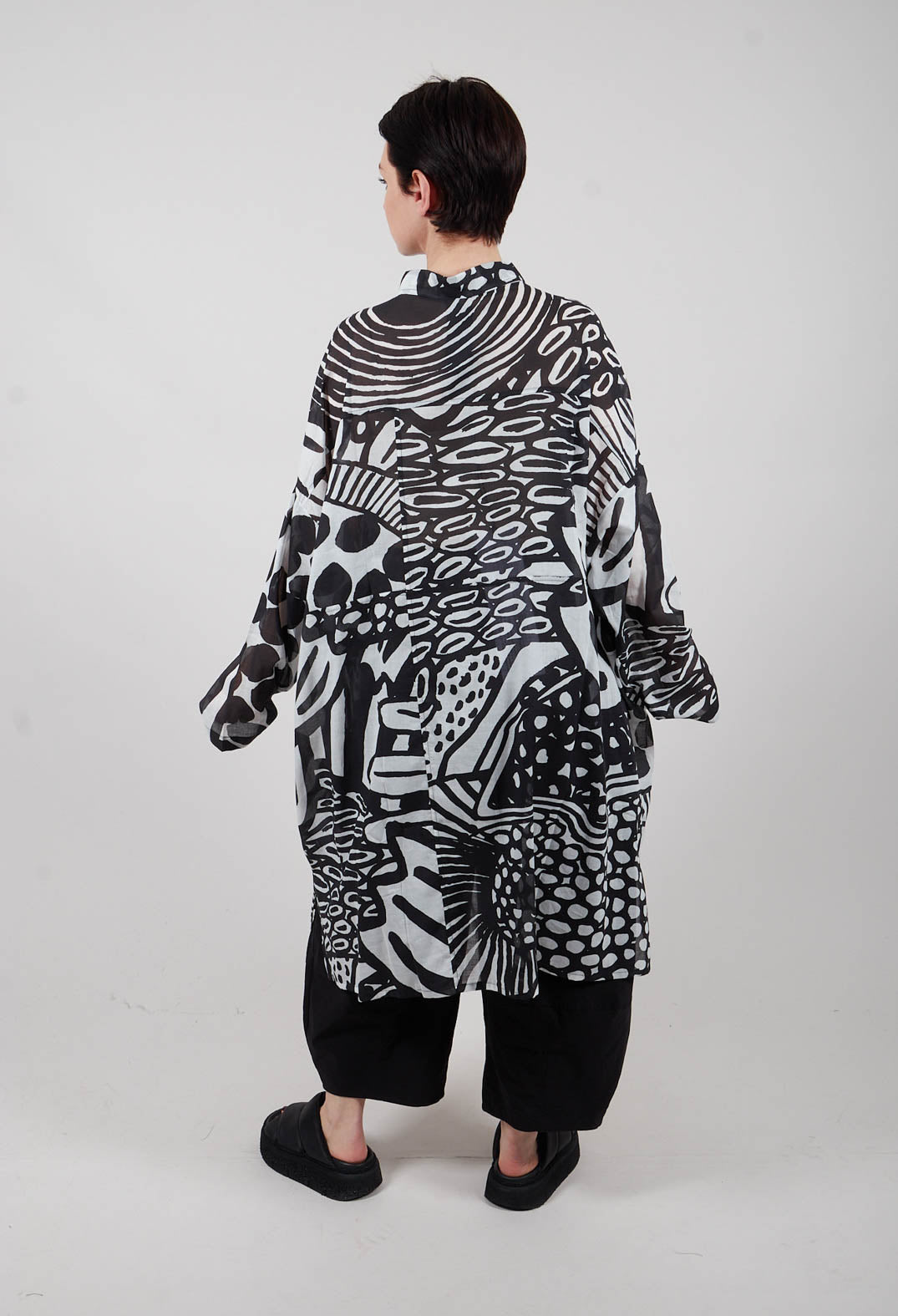 Shirt Dress in Black Print - 3600909