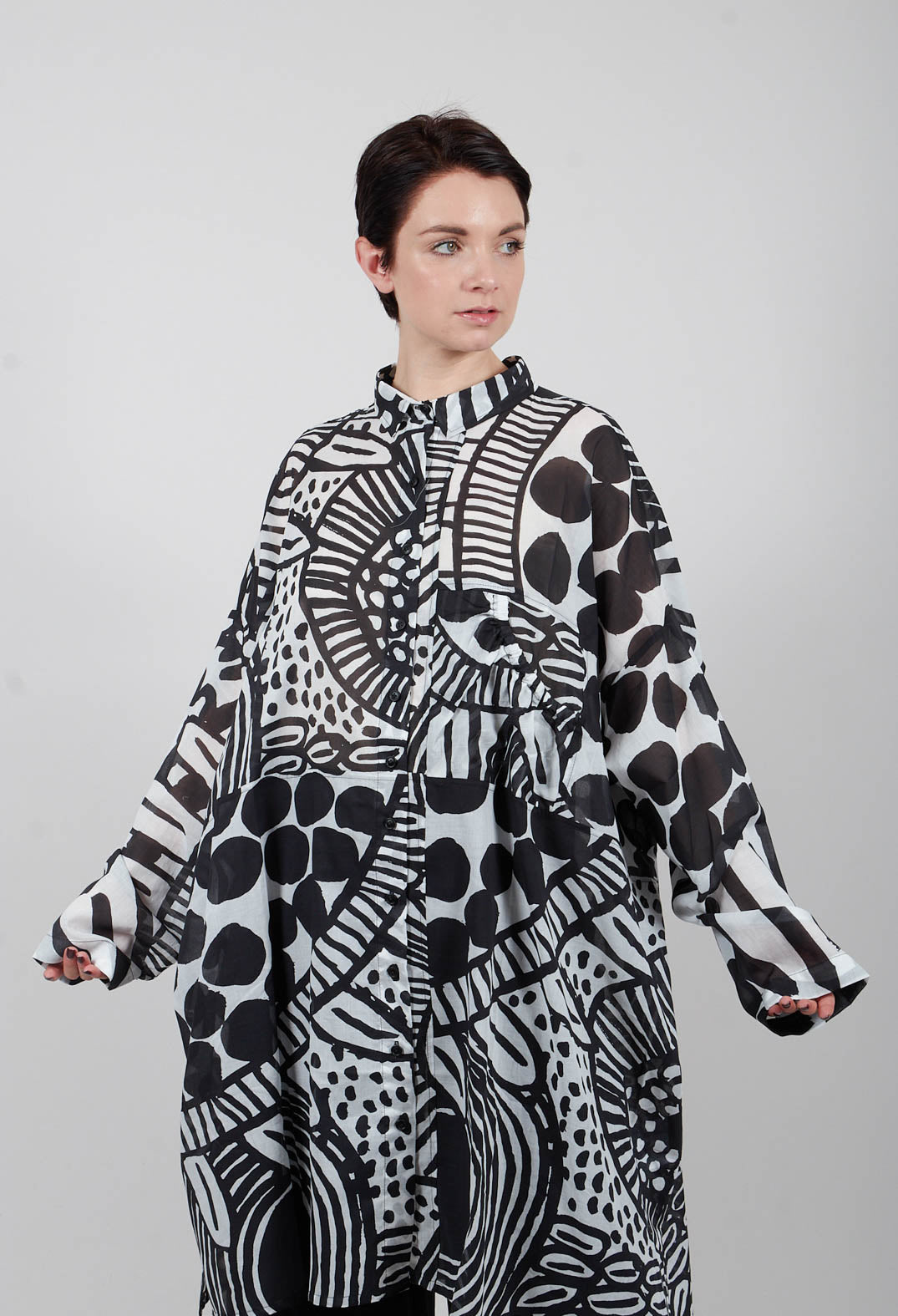 Shirt Dress in Black Print - 3600909