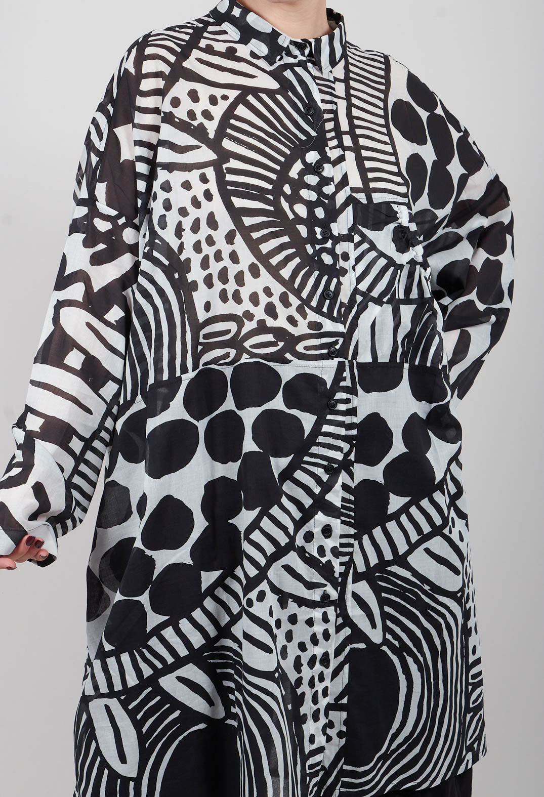 Shirt Dress in Black Print - 3600909
