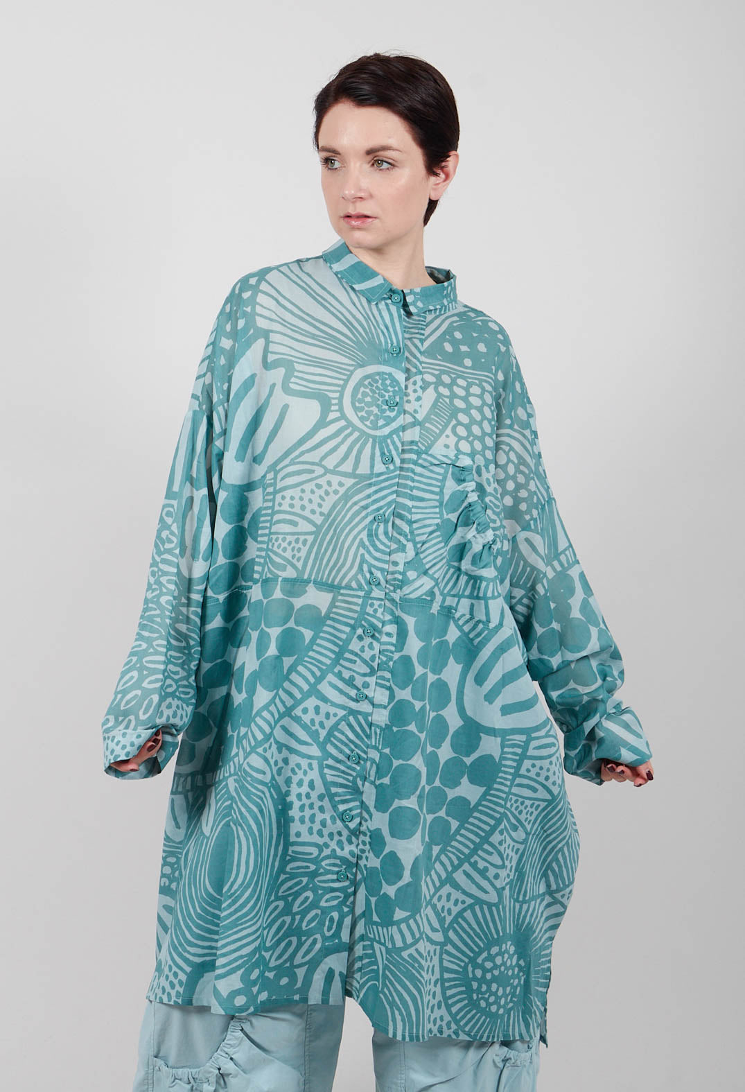 Shirt Dress in Grass Print - 3600909