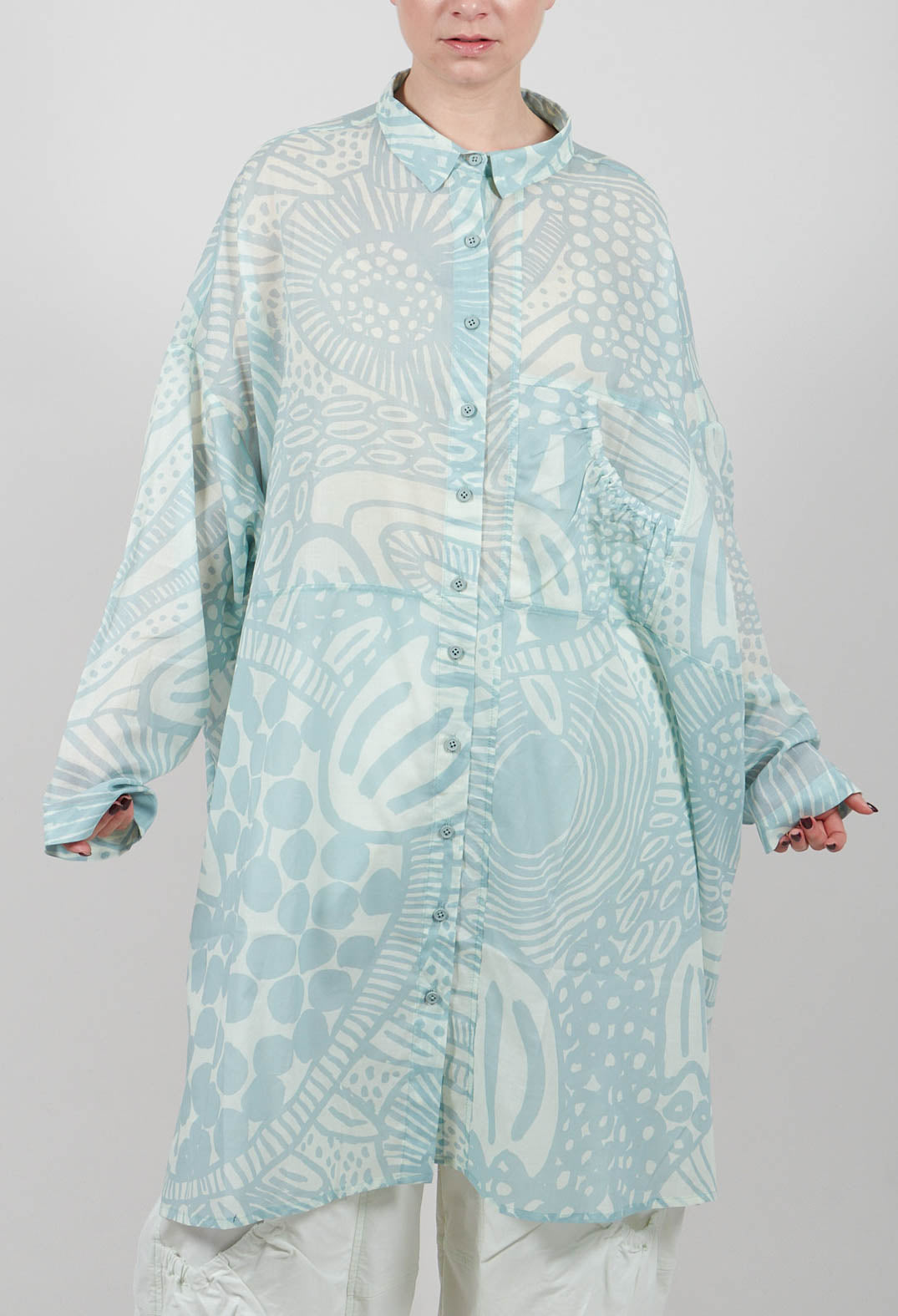 Shirt Dress in Mint Lime Print - 3600909