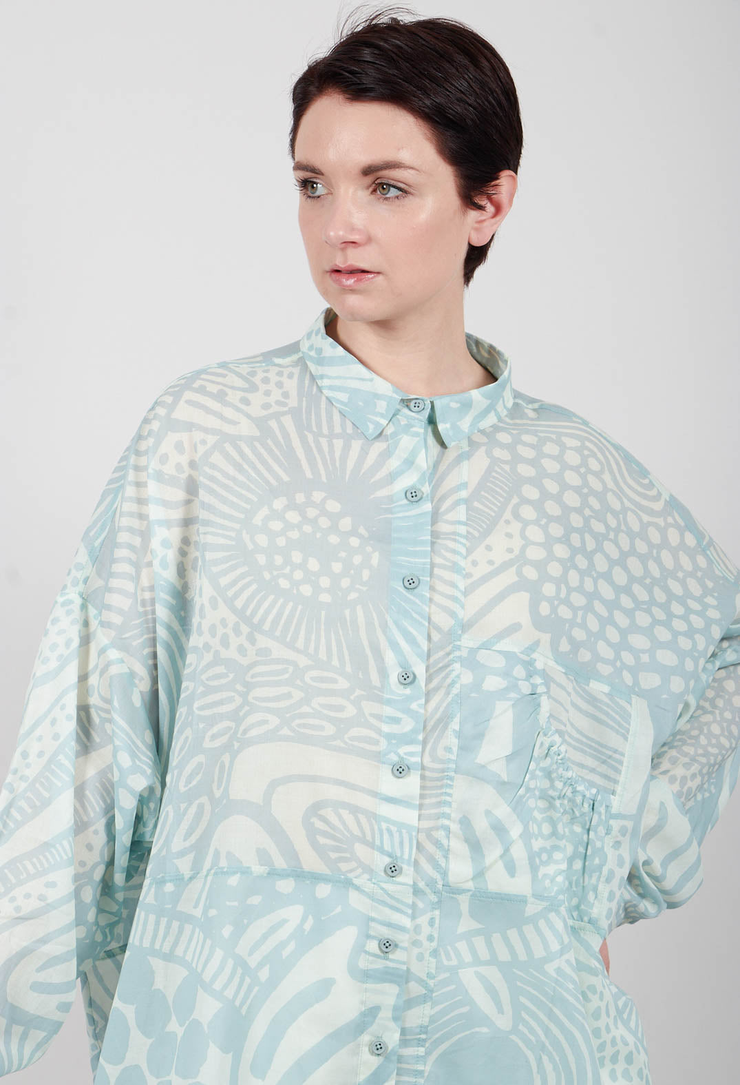 Shirt Dress in Mint Lime Print - 3600909