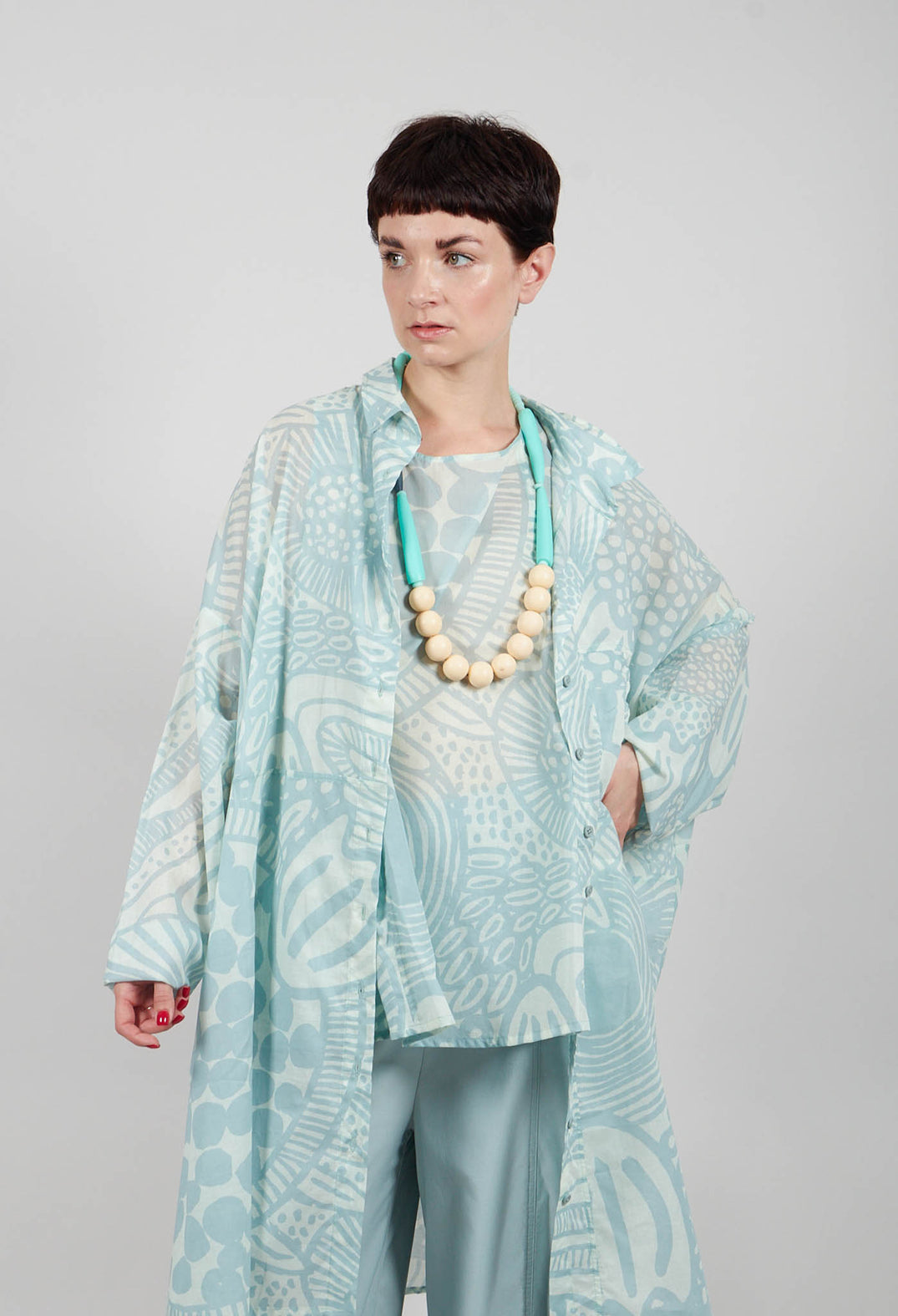 Shirt Dress in Mint Lime Print - 3600909