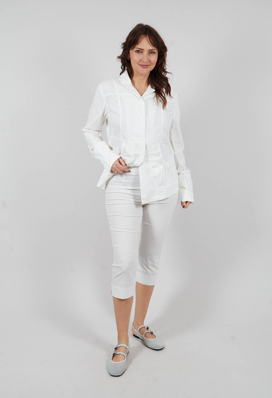 Slim Cropped Trousers in Off White - 3630108