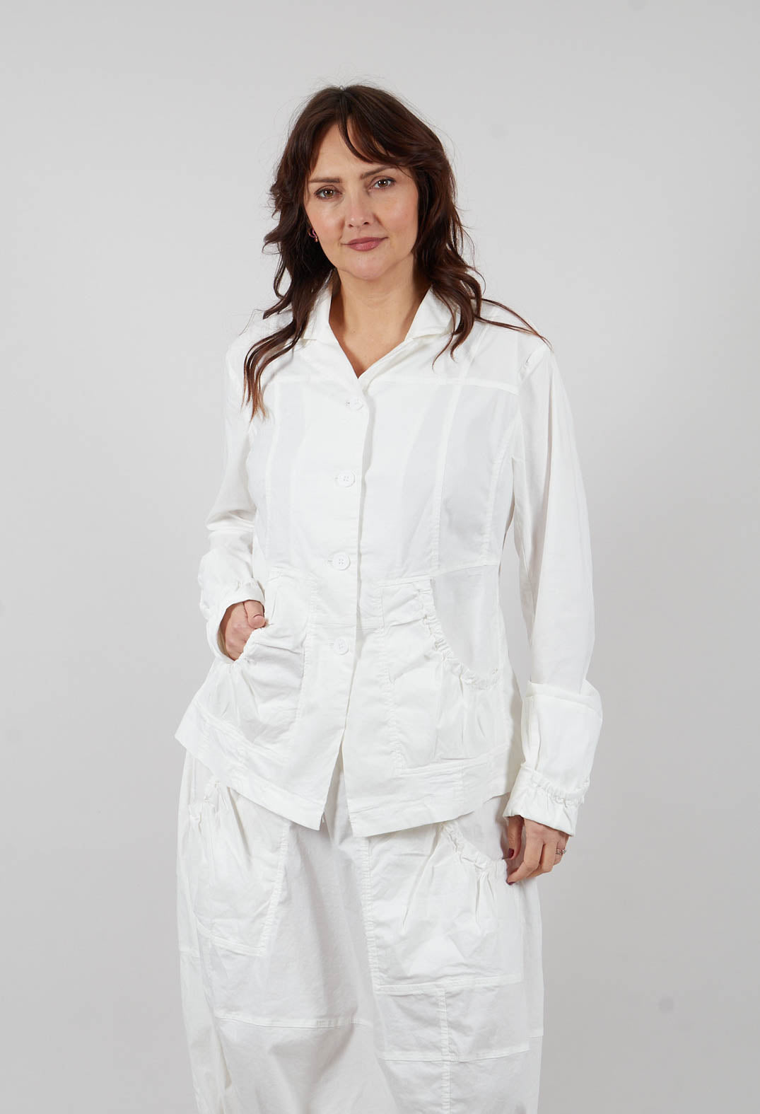 Button Up Jacket in Off White - 3631110