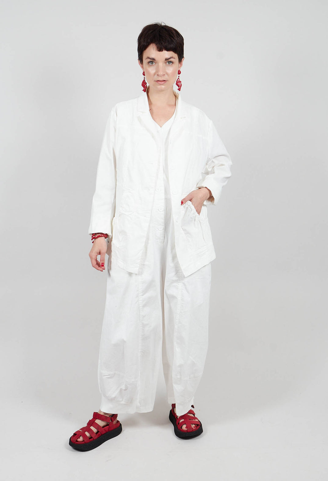 Button Up Jacket in Off White - 3631110