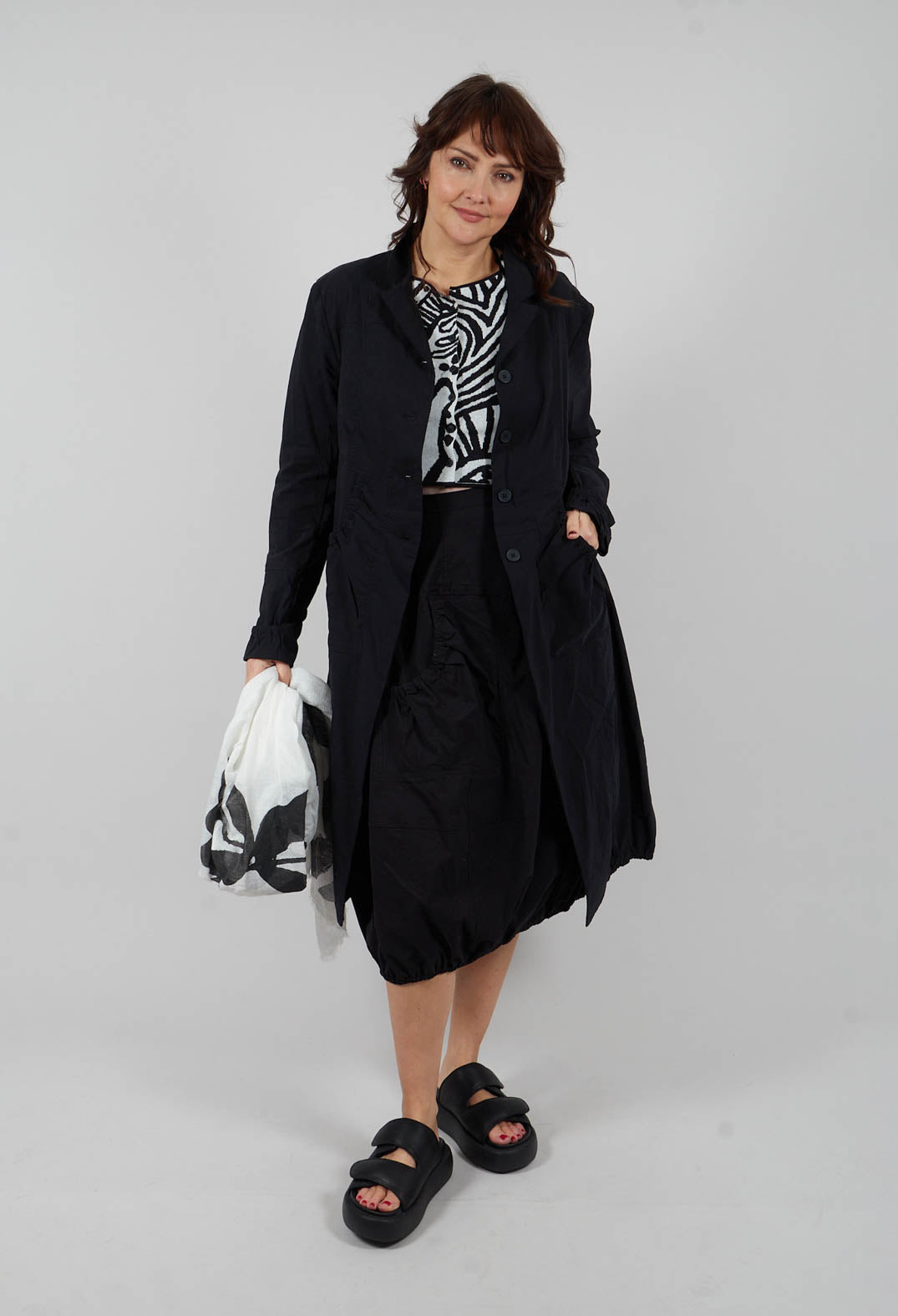 Tulip Hem Coat in Black - 3631211