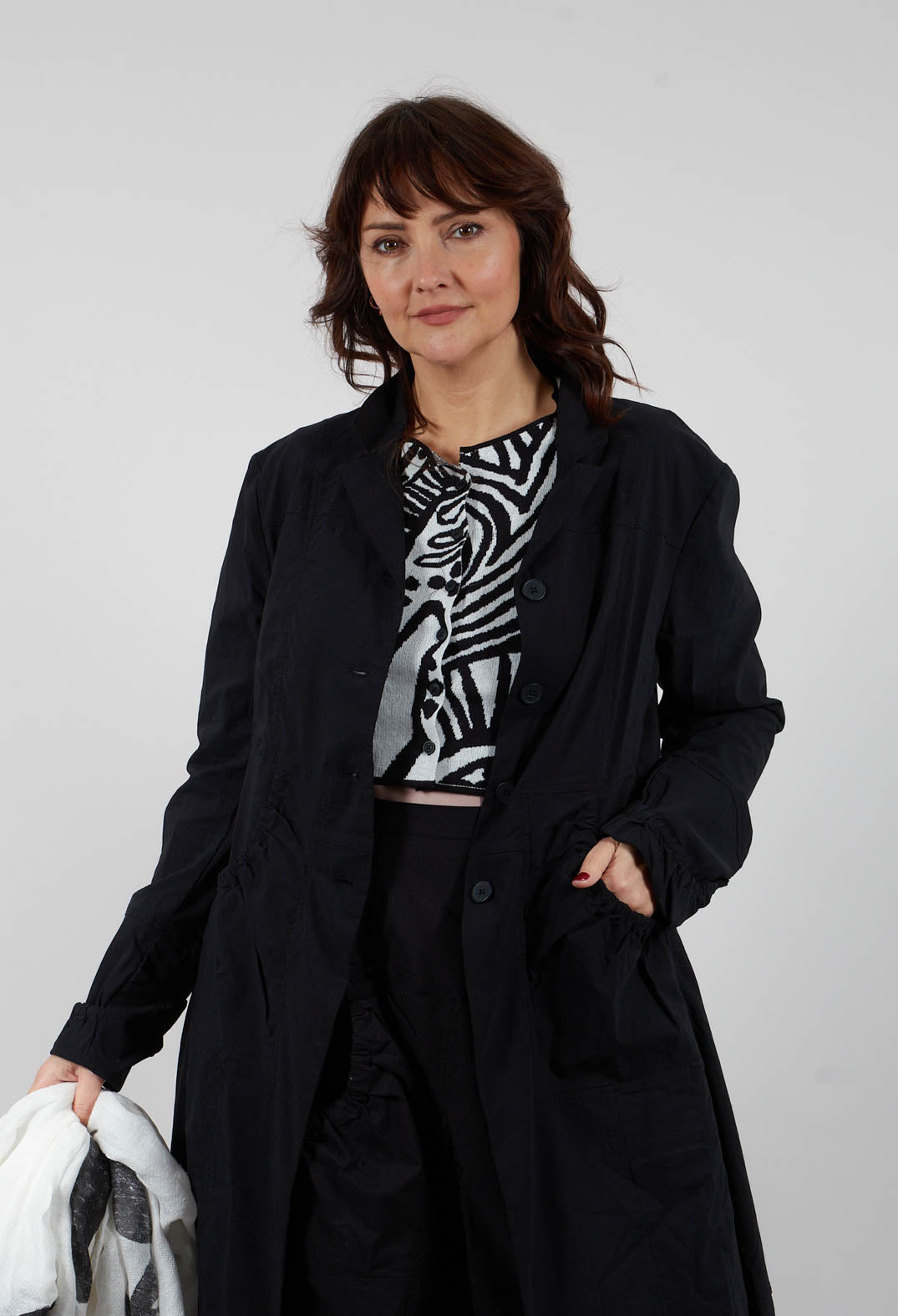 Tulip Hem Coat in Black - 3631211