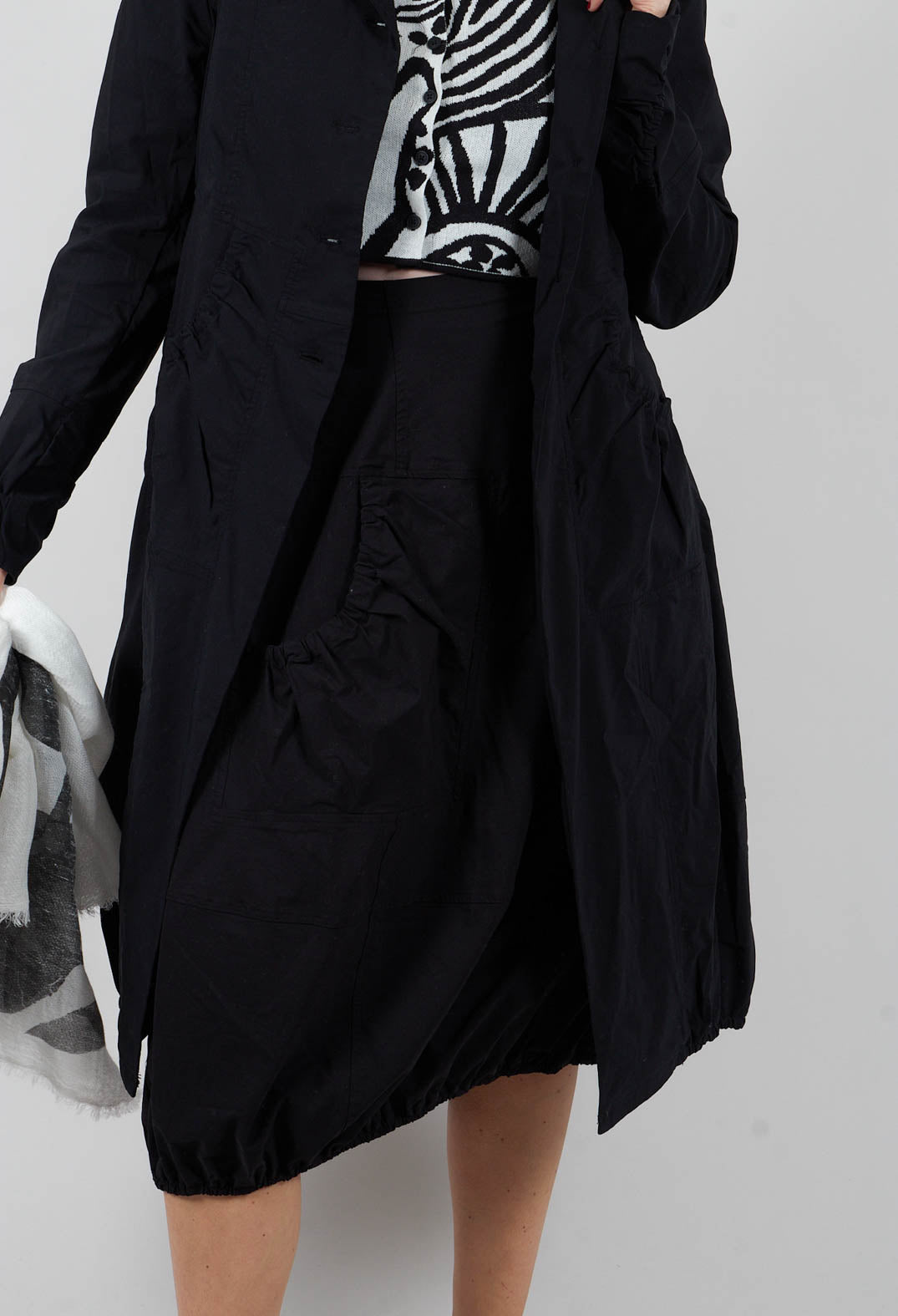 Tulip Hem Coat in Black - 3631211