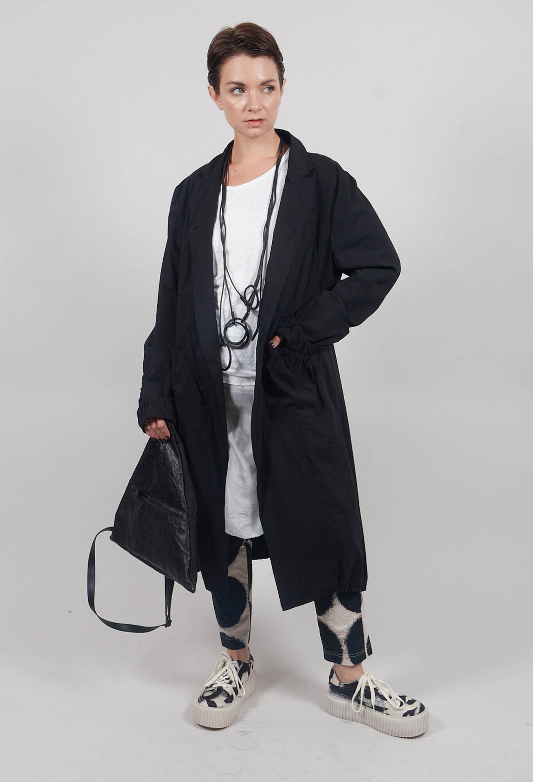 Tulip Hem Coat in Black - 3631211